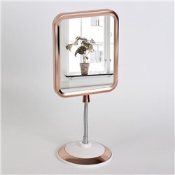 Зеркало настольное, на гибкой ножке, двустороннее, с увеличением, зеркальная поверхность 12,5 × 16 см, цвет медный/белый