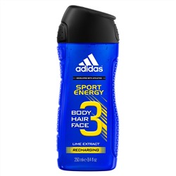 Гель для душа, Умывания и Шампунь Adidas Action-3 Sport Energy 250мл
