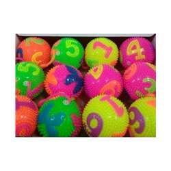 Резиновые мячики-пищалки светящиеся с цифрами (12 штук)