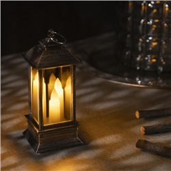 Светодиодная фигура «Бронзовый фонарь со свечками» 5.5 × 13 × 5.5 см, пластик, батарейки AG13х3, свечение тёплое белое