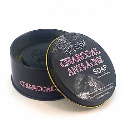 MAX LADY  Мыло для лица  CHARCOAL Anti-Acne против прыщей УГОЛЬ  (банка)  100г  (MX-2406)