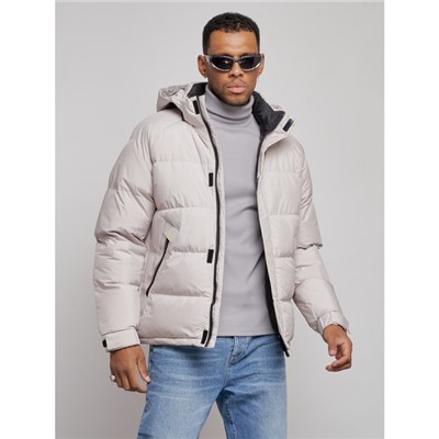 Куртка спортивная болоньевая мужская зимняя, размер 52, цвет светло-бежевый