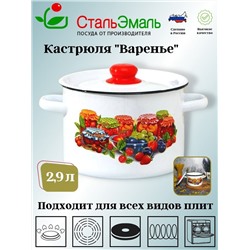 Кастрюля 2,9л цил. белоснеж. Варенье 1с16с/1