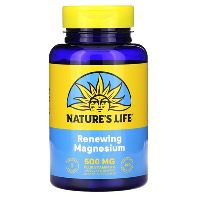 Nature's Life, магний, 500 мг, 100 вегетарианских капсул