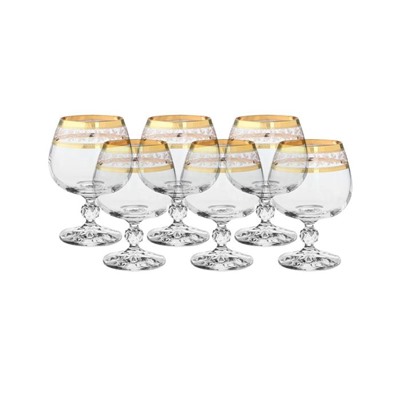 Набор бокалов для бренди Sterna, декор «Панто золото», 250 мл x 6 шт.