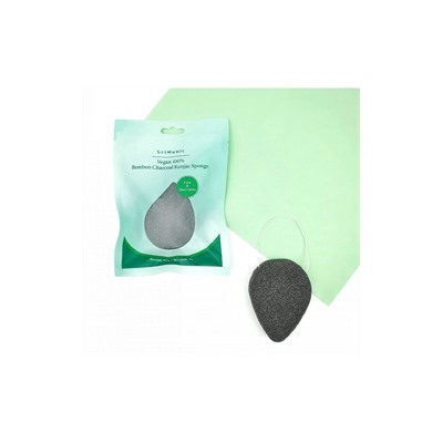 Спонж коняку Grimunic Vegan 100% bamboo charcoal konjac sponge