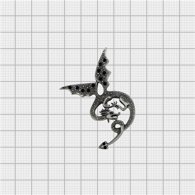 "Кейп" брошь в серебряном покрытии из коллекции "Dragon" от Jenavi с замком булавка