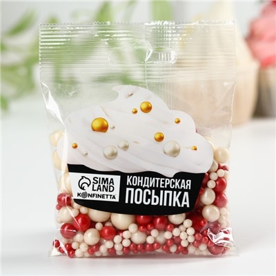 Посыпка кондитерская мягкая: красная, белая, 50 г.