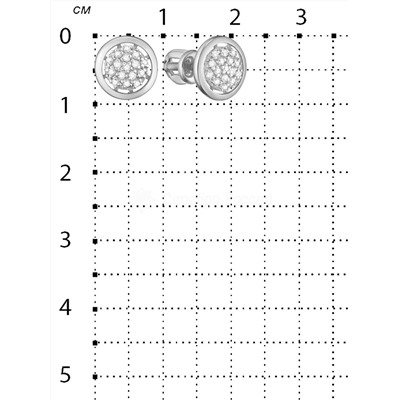 Серьги-пусеты из серебра с фианитами родированные 925 пробы С-3686-Р