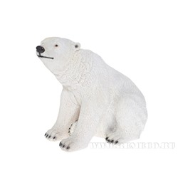 Фигура декоративная садовая Медведь белый сидячий, L16 W26 H20 см