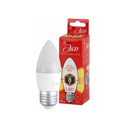 Лампа светодиодная "ЭРА" LED B35-8W-827-E27 ECO свеча, 8Вт (теплый свет)