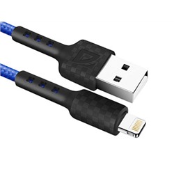 USB кабель F181 Lightning, blue, 1м, 2.4А, нейлон, пакет DEFENDER
