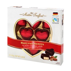 Конфеты шоколадные Maître Truffout Marzipan hearts (марципановые сердечки)110 гр