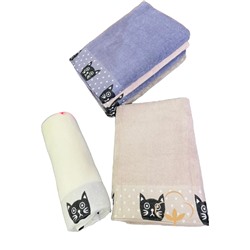 Махровое полотенца «Кошка» 70х140см в ассортименте (упаковка 6шт)