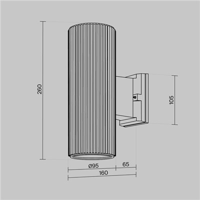 Бра Outdoor O419WL-02B, 2х60Вт, 26х16х26 см, E27, цвет чёрный