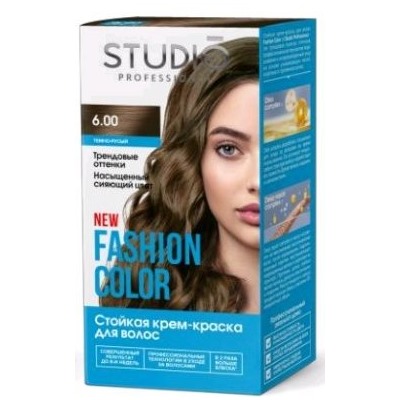 Студио "Fashion Color" Стойкая краска д/в тон 6.00 Тёмно-русый 50/50/15мл.(6) / 95603