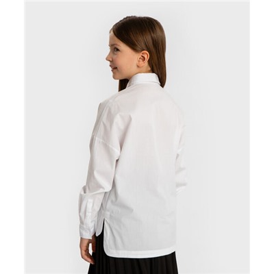 Блузка с накладными карманами и принтом белая Button Blue