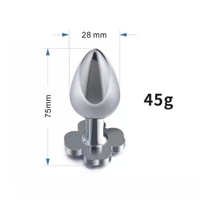 Пробка анальная металл 7,5х2,8см с сердечком фиолетовый страз 47439-5MM