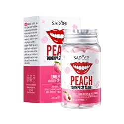 Зубная паста в таблетках отбеливающая с ароматом персика SADOER PEACH Toothpaste Tablet, 30 шт