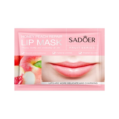 Гидрогелевые патчи для губ восстанавливающие экстрактом персика SADOER Honey Peach Repair Lip Mask, 8 гр