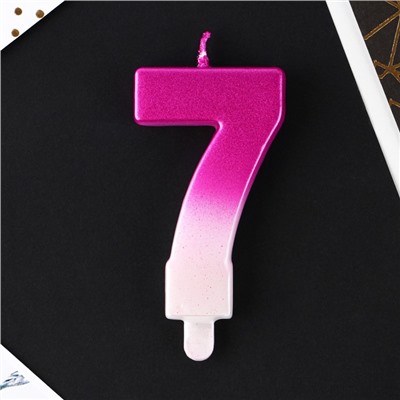 Свеча-цифра в торт «7», бело-розовый