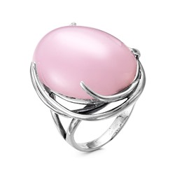 Кольцо из серебра с иск. розовым кварцем