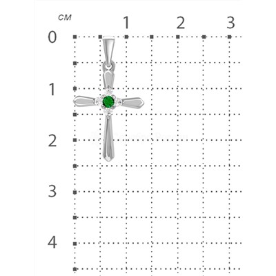 Подвеска-крест из серебра с фианитами родированная 925 пробы 7-03р23200