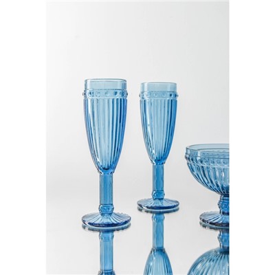 Бокал из стекла для шампанского «Босфор», 180 мл, 7×20 см, цвет синий