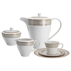 Сервиз чайный 21 предмет на 6 персон "Диадема" (6 чашек 0.18л , 6 блюдец, 6 тарелок 20см , чайник 1.