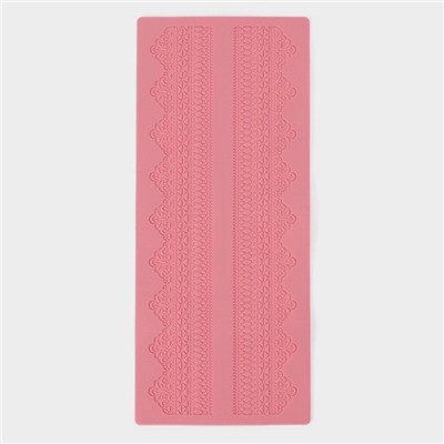 Коврик для айсинга Доляна «Кружево», силикон, 38,7×16,5 см, цвет розовый