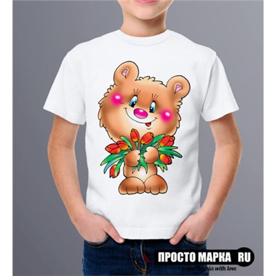 Детская футболка Мишка с цветами