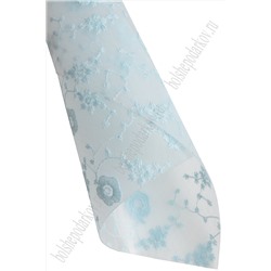 Пленка ПВХ с вышивкой "Цветочки" А4 (5 листов) SF-6056, голубой №2