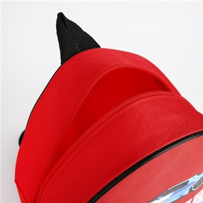 Рюкзак детский "Гоночные машинки", 23 х 20.5 см, отдел на молнии, цвет красный