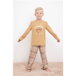 Пижама  для мальчика  К 1600/темно-бежевый,текстильная клетка
