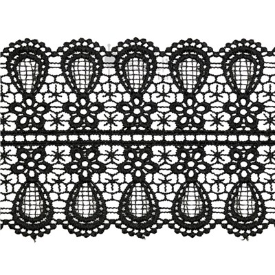 Кружево гипюр двустороннее цв.черный/ арт.S11487-39/ ш.100мм/ 9,1м/ фас.1уп.