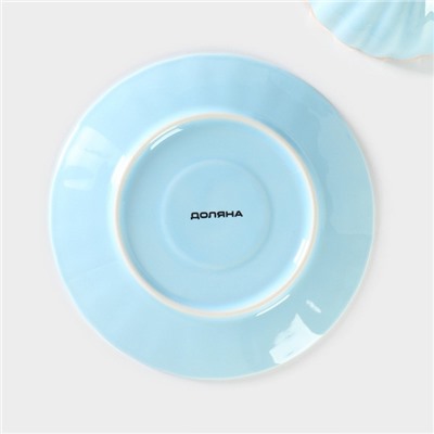 Чайная пара фарфоровая Доляна «Вивьен», 2 предмета: чашка 200 мл, блюдце d=15 см, цвет голубой