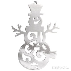 Металлическая подвеска "Новогодний снеговик", 9,9х12 см, серебро