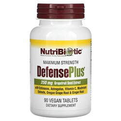 NutriBiotic, DefensePlus, максимальная эффективность, 90 вегетарианских таблеток