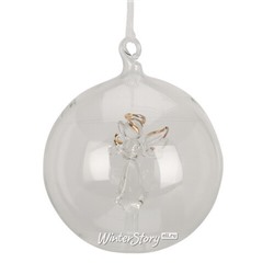 Стеклянный шар с композицией Ангел Аделла 8 см, подвеска (Koopman)