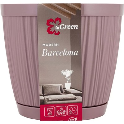 Горшок для цветов InGreen Barcelona 1,8 л D 155 мм (морозная слива)