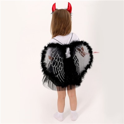 Карнавальный набор «Дьяволёнок»: футболка, юбка, ободок, крылья, жезл, рост 110–116 см