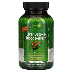 Irwin Naturals, Liver Detox & Blood Refresh, добавка для очистки печени и крови, 60 капсул с жидкостью