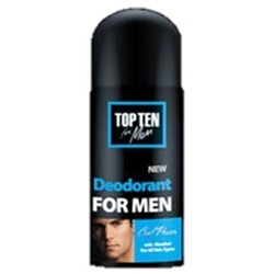 Дезодорант-спрей COOL POWER с ярким ароматом ментола Top Ten for men, 150 мл