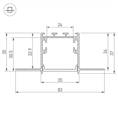 Профиль SL-LINIA32-FANTOM-3000 ANOD (Arlight, Алюминий)