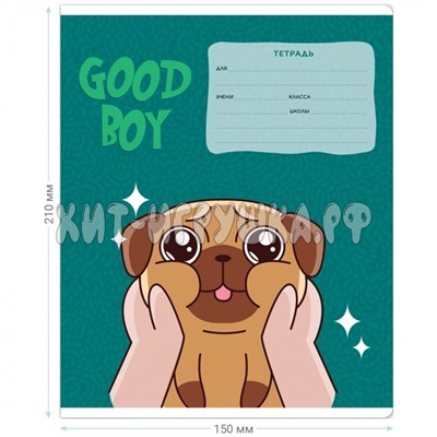 Тетрадь 12 л. клетка "Good boy" в ассортименте MESHU MS_43306, MS_43306