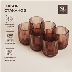 Набор стаканов стеклянный SL Home «Модерн», 260 мл, 7,5×9,5 см, цвет розовый