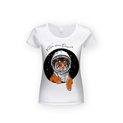 Футболка женская Тигр космонавт 1