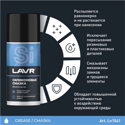 Силиконовая смазка LAVR Silicon grease, 210 мл, аэрозоль Ln1541