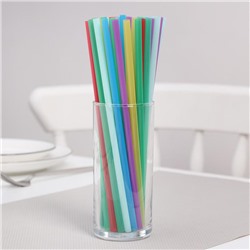 Трубочки одноразовые для напитков Доляна Fresh, 21 см, d=7 мм, 250 шт, цвет микс