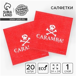 Салфетки бумажные однослойные «Пираты», 24 × 24 см, в наборе 20 шт.